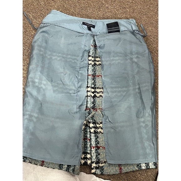 Burberry London Designer Blue Red Plaid Print Check Wool Mini Skirt Sz 4 Sm - Picture 14 of 15